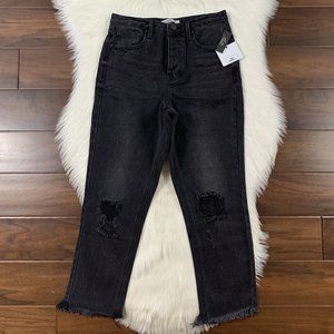 O’Neill Women's‎ Size 26 Black Distressed Mason Straight Fit Cropped Denim Jeans